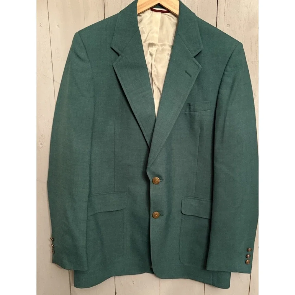 Vintage Jack Nicholson‎ Hart Schaffner Marx Men's Green Blazer Sz-44 preppy Rare